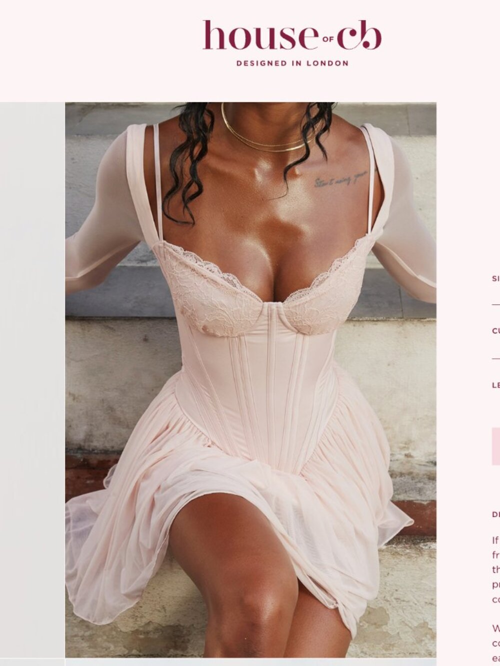 NWT House of CB VIVI Soft Peach pink Corset Mini Dress size XS